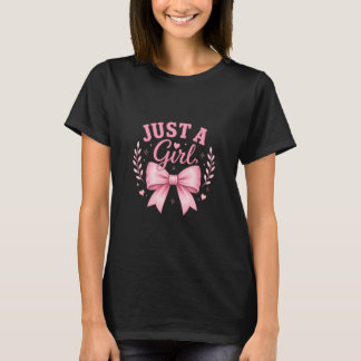 Just A Girl Pink Bow Coquette T-Shirt