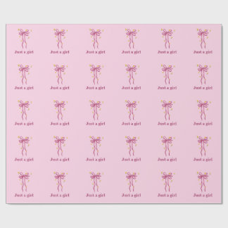 Just A Girl Pink bow Gift Wrapping Pap Paper