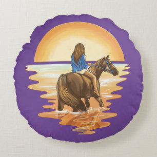 Just a girl that chases sunsets  round pillow