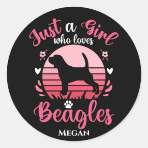 Just a Girl That Loves Beagles Personalized Classic Round Sticker