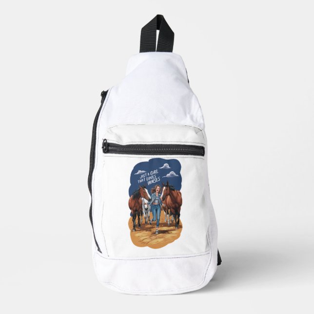 Just A Girl That Loves Horses Sling Bag (Front)