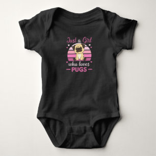 Just A Girl That Pugs Loves Kawaii Dog Pug Baby Bodysuit