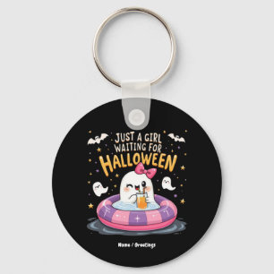 Just A Girl Waiting For Halloween Spooky Summer Keychain