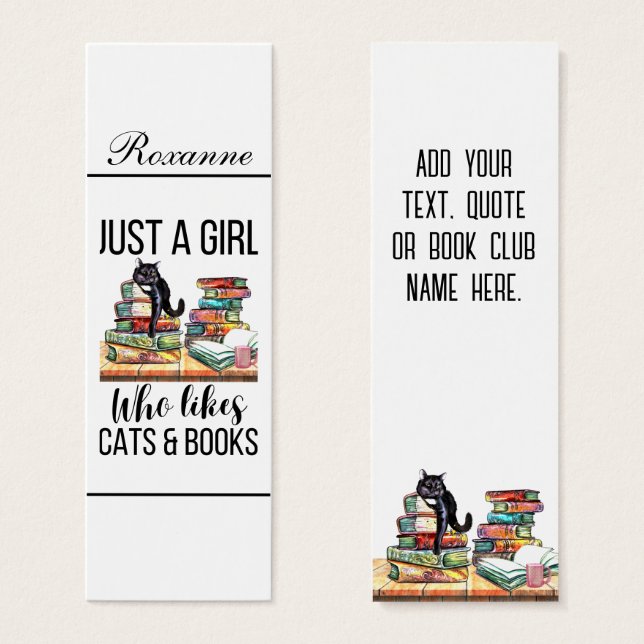 Just A Girl Who Likes Cats And Books 2 Bookmark (Front & Back)