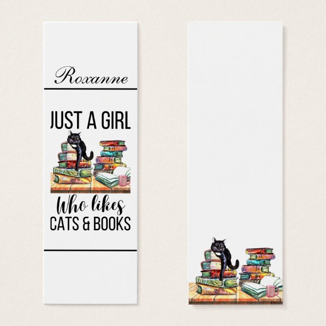 Just A Girl Who Likes Cats And Books Bookmark (Front & Back)