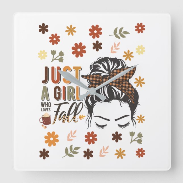 Just A Girl Who Love A Fall Square Wall Clock (Front)