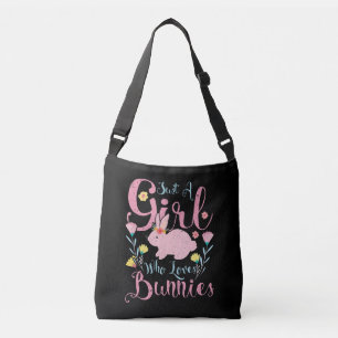Just A Girl Who Love Bunnies Bunny Flower Crossbody Bag
