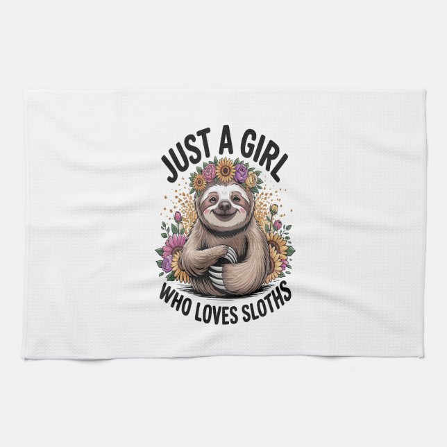 just a girl Who love sloths Kitchen Towel (Horizontal)