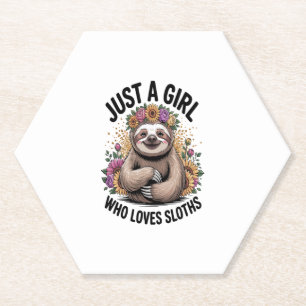 just a girl Who love sloths Paper Coaster