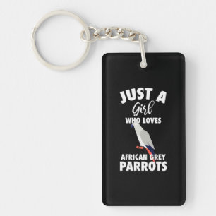 Just A Girl Who Loves African Grey Parrot Keychain