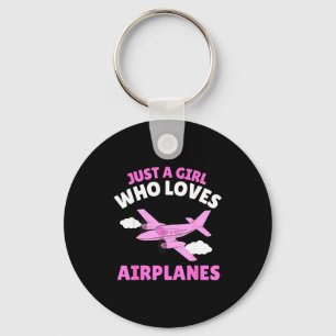 Just A Girl Who Loves Airplanes Kids Toddler Baby  Keychain