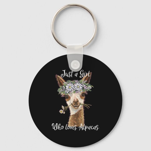 Just a Girl Who Loves Alpacas Keychain (Front)