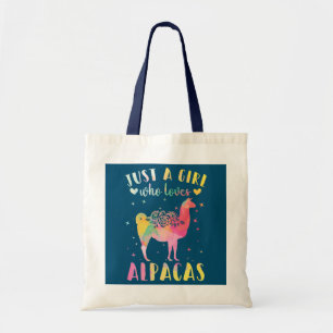 Just a Girl Who Loves Alpacas Watercolor Alpaca Tote Bag