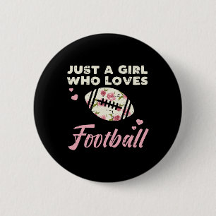 Just A Girl Who Loves American Football Flowers Gi 2 Inch Round Button