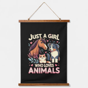 Just A Girl Who Loves Animals Cute Animal Lover Hanging Tapestry