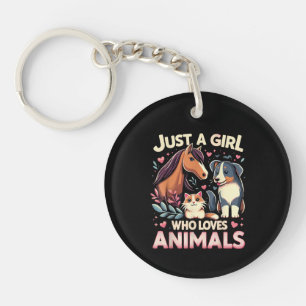Just A Girl Who Loves Animals Cute Animal Lover Keychain