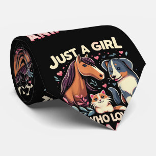Just A Girl Who Loves Animals Cute Animal Lover Tie