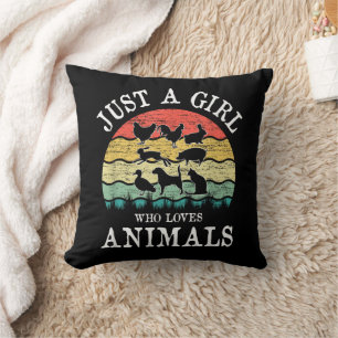Just A Girl Who Loves Animals Throw Pillow