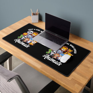 Just A Girl Who Loves Animals Wild Cute Zoo Animal Desk Mat