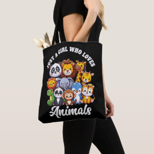 Just A Girl Who Loves Animals Wild Cute Zoo Animal Tote Bag