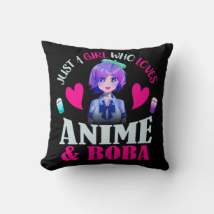 Just A Girl Who Loves Anime and Boba Throw Pillow