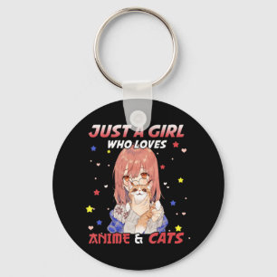 Just a Girl Who Loves Anime and Cats Kawaii Gift T Keychain