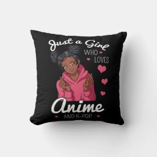 Just A Girl Who Loves Anime And KPop African Ameri Throw Pillow