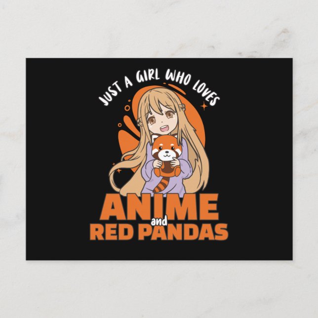 Just A Girl Who Loves Anime And red panda Kawaii Postcard (Front)