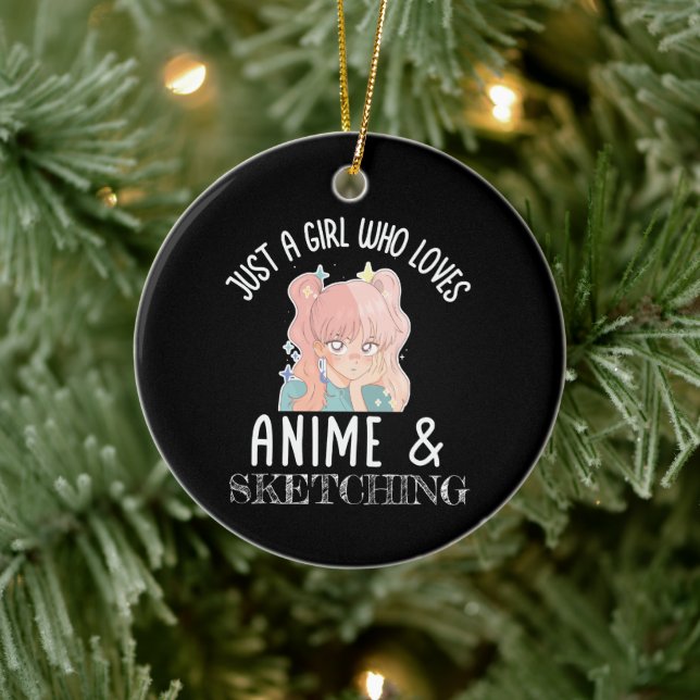 Just a girl who loves Anime And Sketching Ceramic Ornament (Tree)