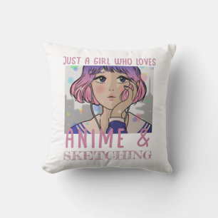 Just a girl who loves anime and sketching throw pillow