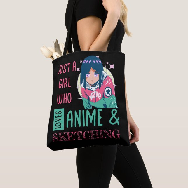 Just a girl who loves anime and sketching tote bag (Close Up)