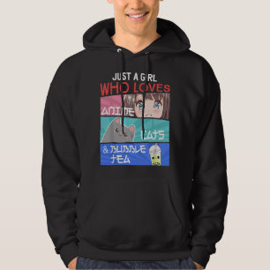 Just A Girl Who Loves Anime Cats Bubble Tea Boba L Hoodie