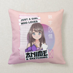 Just A Girl Who Loves Anime & Sketching - Anime Throw Pillow