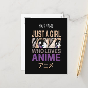 Just a Girl Who Loves Anime Vintage Manga Kawaii Holiday Postcard