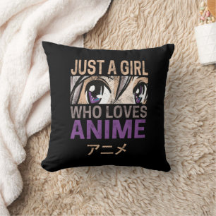 Just a Girl Who Loves Anime Vintage Manga Kawaii Throw Pillow