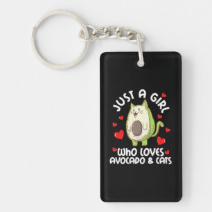 Just A Girl Who Loves Avocado And Cats Keychain