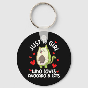 Just A Girl Who Loves Avocado And Cats Keychain