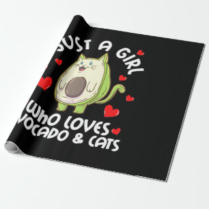 Just A Girl Who Loves Avocado And Cats Wrapping Paper
