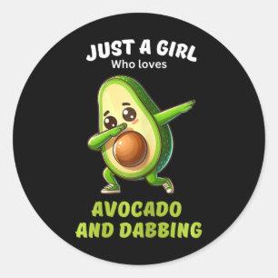 Just A Girl Who Loves Avocado And Dabbing  Classic Round Sticker