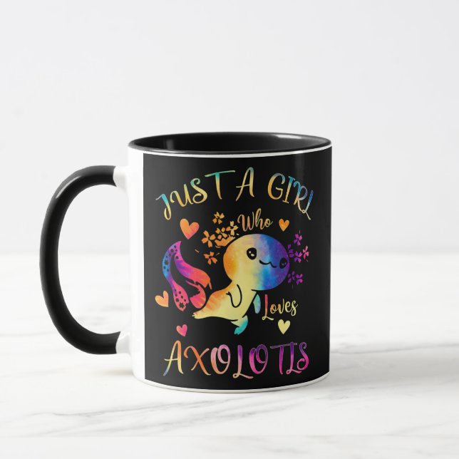 Just A Girl Who Loves Axolotls Colourful Axolotl Mug (Left)