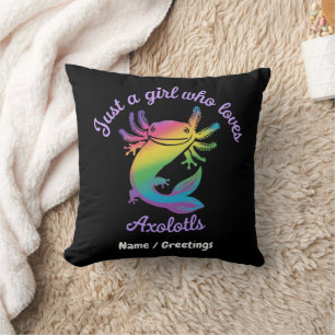 Just a Girl Who Loves Axolotls Cute Customizable Throw Pillow