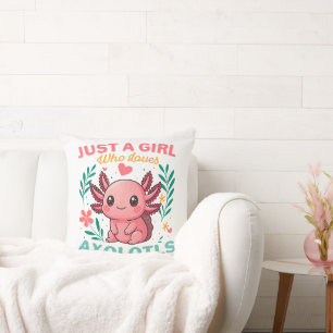 Just a girl who loves axolotls throw pillow
