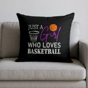 Just a Girl Who Loves Basketball Throw Pillow