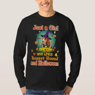 Just A Girl Who Loves Basset Hound Dog And Hallowe T-Shirt