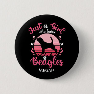 Just a Girl Who Loves Beagles Personalized 2 Inch Round Button