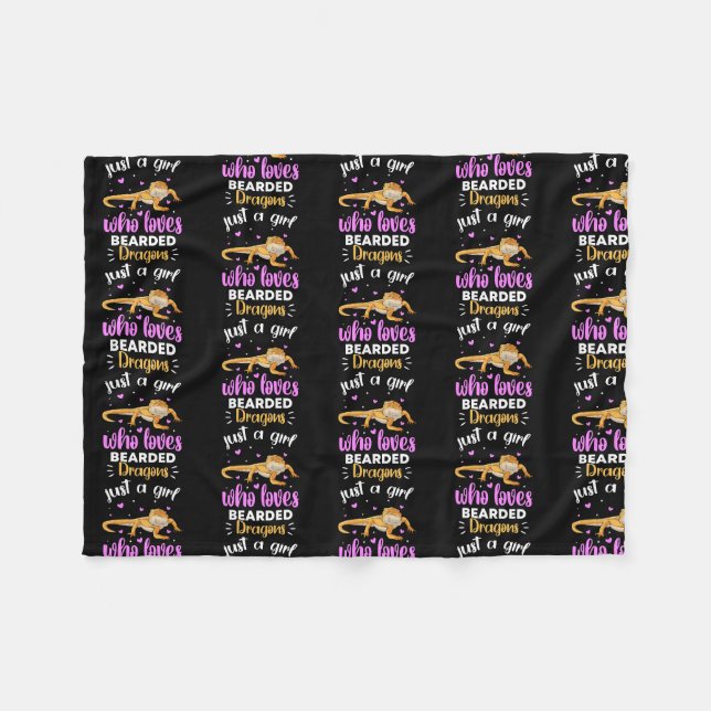 Just A Girl Who Loves Bearded Dragons Bearded Fleece Blanket (Front (Horizontal))