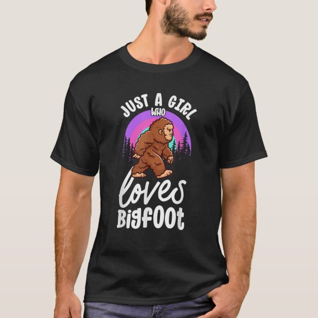 Just A Girl Who Loves Bigfoot Kawaii Sasquatch Gir T-Shirt (Front)