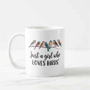 Just a Girl Who Loves Birds Cute Watercolor Design Coffee Mug