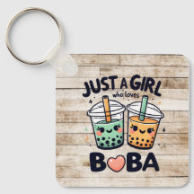 "Just a Girl Who Loves Boba" Personalized Keychain