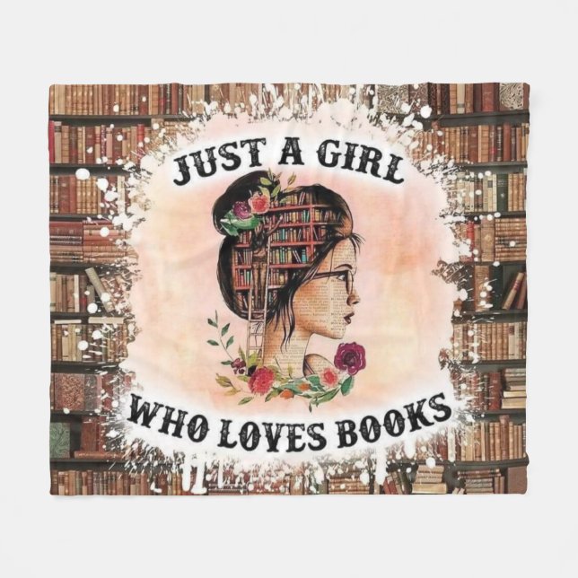 Just a Girl Who Loves Books Fleece Blanket (Front (Horizontal))